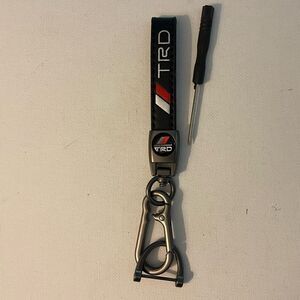 TRD Toyota Logo Black Leather fob keychain NWT
